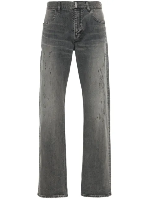 Givenchy logo-plaque distressed straight jeans Grey BM50UY5YAG