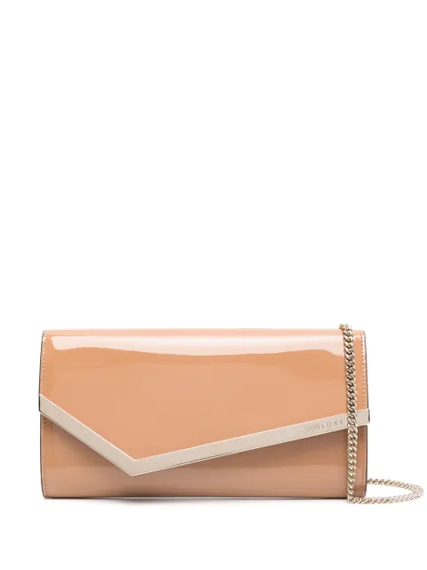 Jimmy Choo Emmie leather clutch bag Neutrals EMMIEPATBISCUITLIGHTGOLD