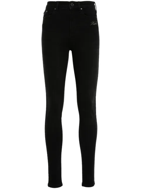 Karl Lagerfeld crystal-logo skinny jeans Black 245W1101