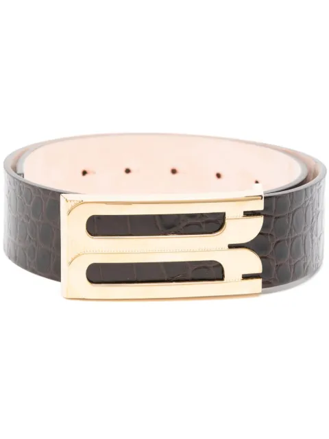 Victoria Beckham crocodile-embossed leather Jumbo Frame belt Brown 1324ABL005785A