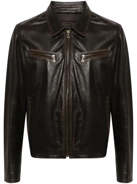 Prada leather shirt jacket Brown UPV627ERX