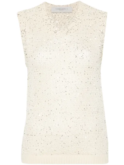 Golden Goose sequin knitted top Neutrals GWP01922P001691