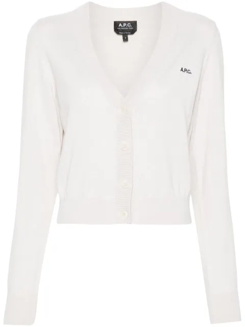 A.P.C. Berenice logo-embroidered cardigan Neutrals 24H1COGDKF22266