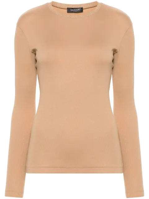 Fabiana Filippi knit-collar T-shirt Neutrals JED214F399I9630000