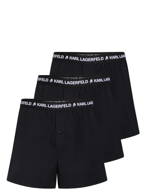 Karl Lagerfeld logo-waistband woven boxer shorts (pack of three) Black A1M47116999