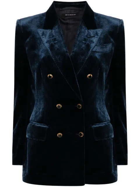 TOM FORD velvet double-breasted blazer Blue GI2971FAX1241