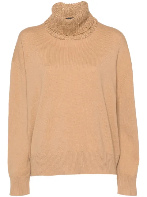 Fabiana Filippi sequin-embellished knitted jumper Neutrals MAD214F028I9180000
