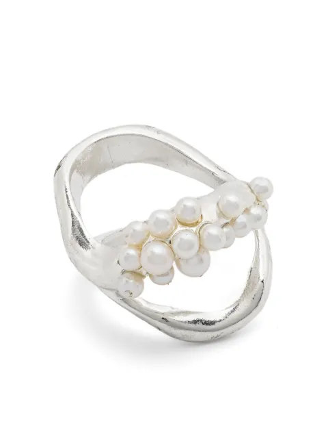BEATRIZ PALACIOS double-wave cluster ring Silver A07SWAN