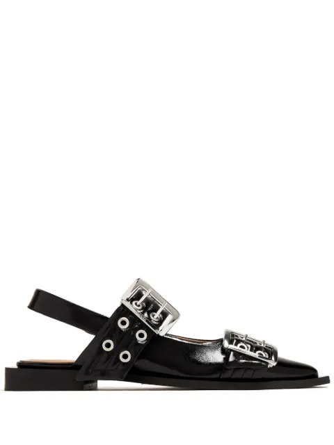 GANNI feminine buckle ballerinas in black Black S2730