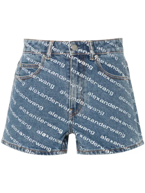 Alexander Wang rhinestoned denim shorts Blue 4DC3244454