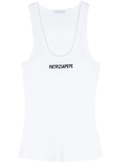 Patrizia Pepe logo-embroidered cotton top White 8M1617J216