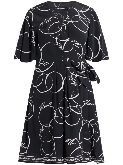 Karl Lagerfeld Circle-print wrap dress Black 245W1304