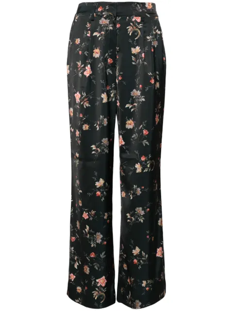 AllSaints floral-print satin trousers Black LOUISAWP534Z