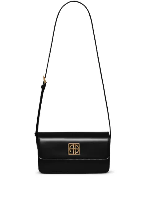 ANINE BING logo-plaque leather cross body bag Black A1310242050