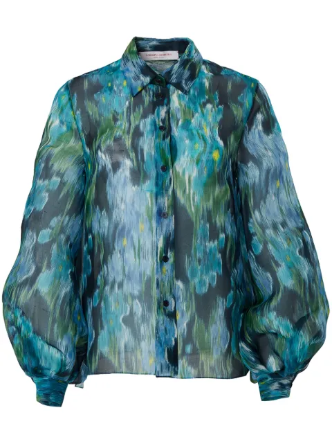Carolina Herrera floral-print puff-sleeve blouse Blue P2411N218TFO