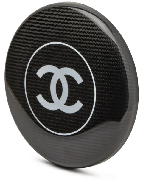 CHANEL Pre-Owned 2022 CC striped frisbee Black DPHG7902