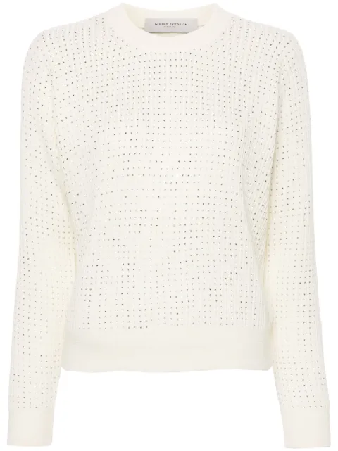Golden Goose crystal embellished virgin wool jumper White GWP00836P001478