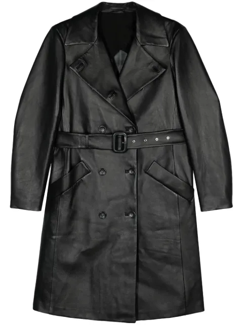 Sportmax belted leather trench coat Black 2422476011600