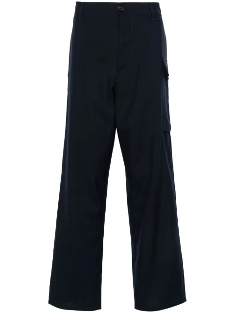 Marni logo-embroidered cargo trousers Blue PUMU0095SUTW839