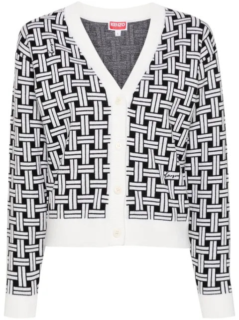 Kenzo patterned-jacquard cardigan White FE62CA4723CA