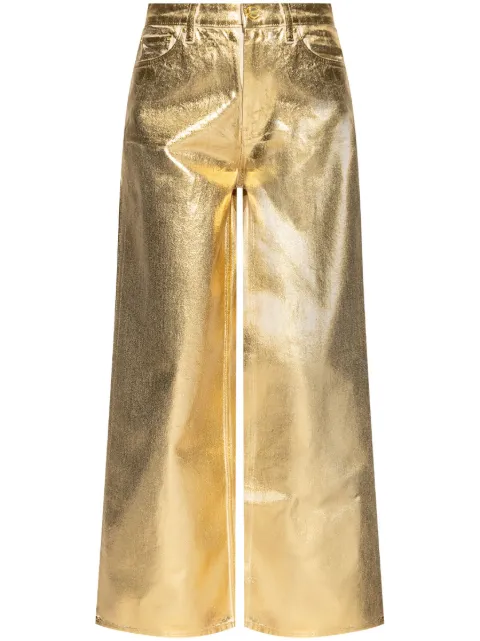 GANNI metallic-effect cotton jeans Gold J1481