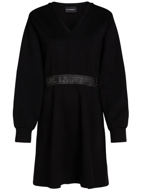 Karl Lagerfeld glitter logo-tape dress Black 246W1312999