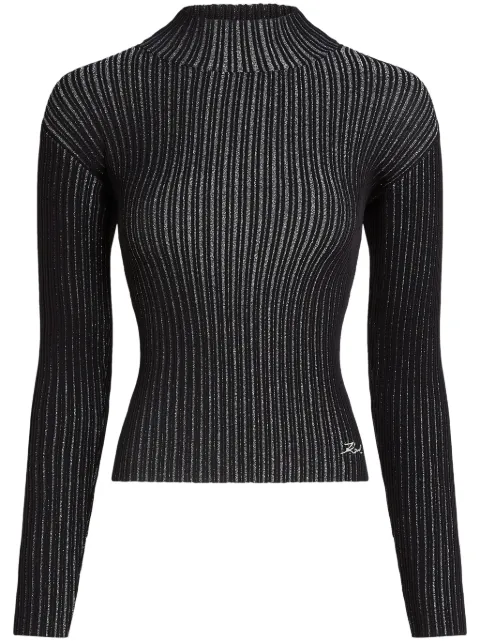 Karl Lagerfeld mock-neck lurex T-shirt Black 246W2007989