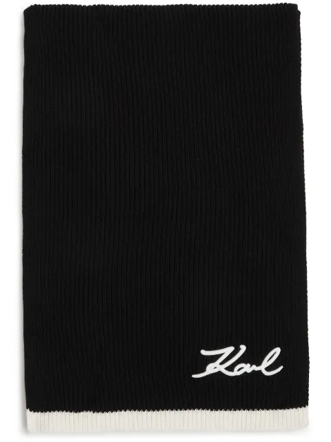 Karl Lagerfeld Signature knitted scarf Black 246W3307998