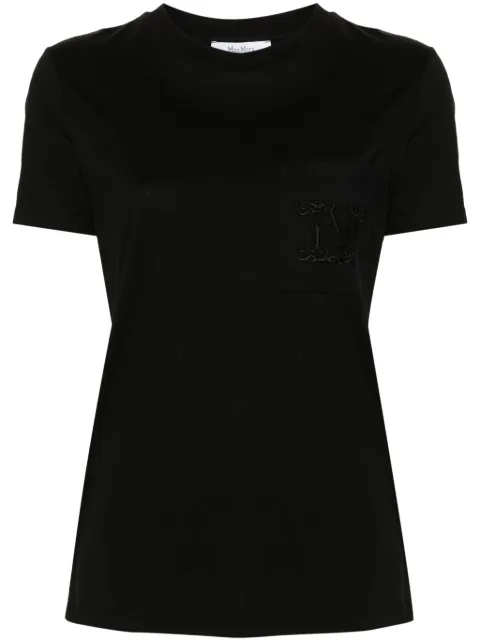 Max Mara logo-embroidered cotton T-shirt Black 2421946011600