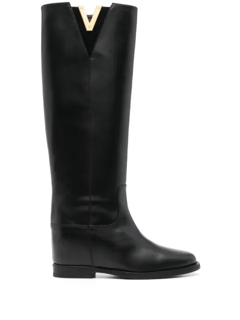 Via Roma 15 V-plaque knee boots Black 3990776