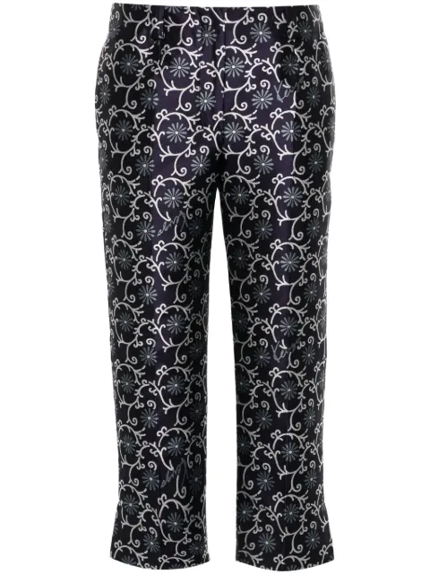 Kenzo Marguerite jacquard cropped trousers Blue FE62PA0939JO