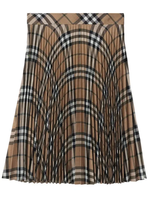 Burberry pleated check wool blend skirt Neutrals 8095657