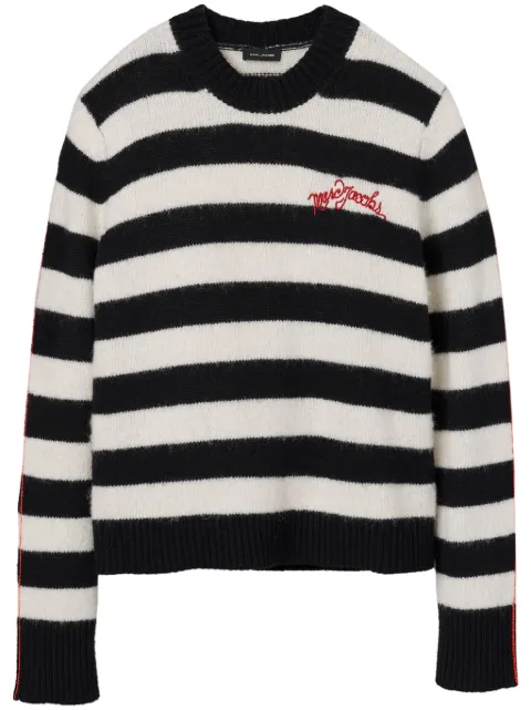 Marc Jacobs logo-embroidered striped jumper Black 2F4RTP061K07005