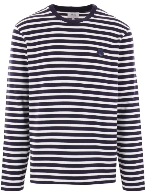 Maison Kitsuné logo-patch striped jumper Blue NM00106KJ0044