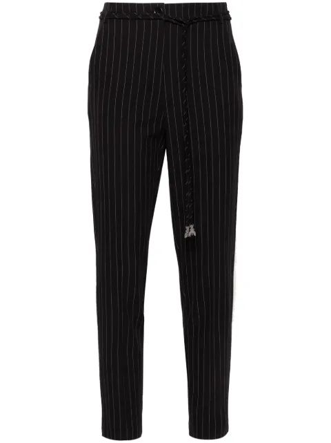 Patrizia Pepe ruched-detailed pinstriped trousers Black 8P0614A457