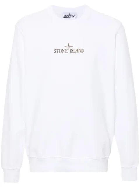 Stone Island logo-print cotton sweatshirt White 811566182