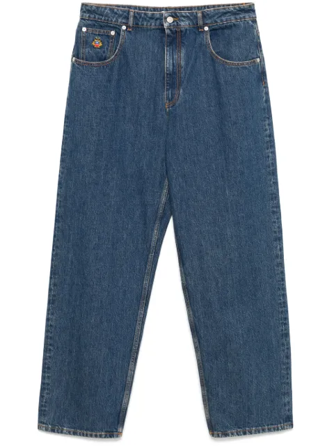 Bally logo-embroidered tapered jeans Blue 6308688