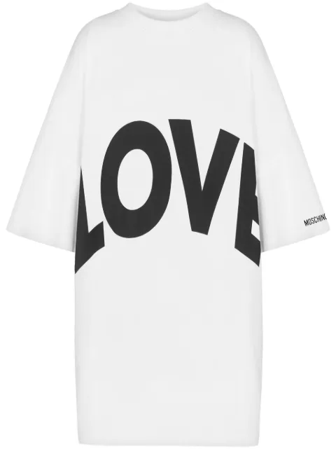 Moschino logo-print cotton dress White J04085442