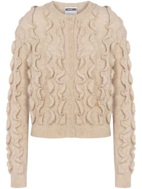 Moschino ruffled wool blend cardigan Neutrals J09115404