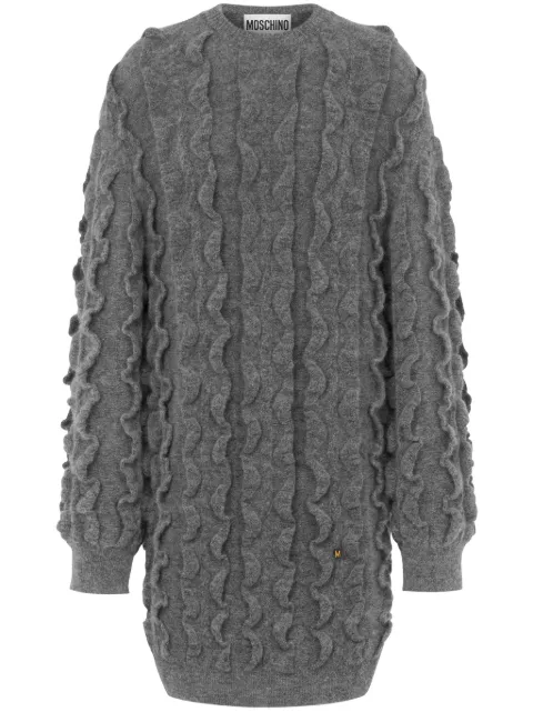Moschino ruffled virgin-wool blend knitted dress Grey J04895404