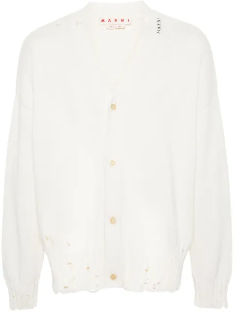 Marni V-neck cotton cardigan White CDMG0136Q0UFC652