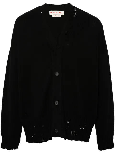 Marni V-neck cotton cardigan Black CDMG0136Q0UFC652