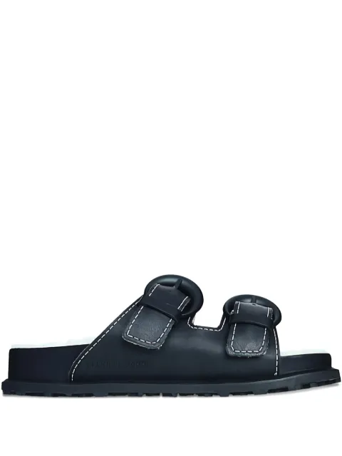 Marine Serre double-buckle leather sandals Black WFW015CLEA0001