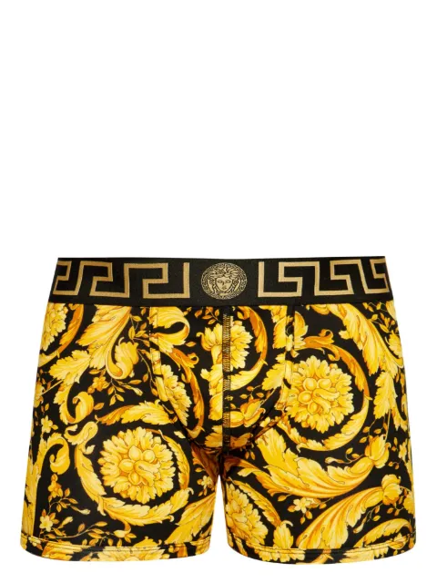 Versace printed jacquard cotton-jersey long trunks Black 10013841A11188