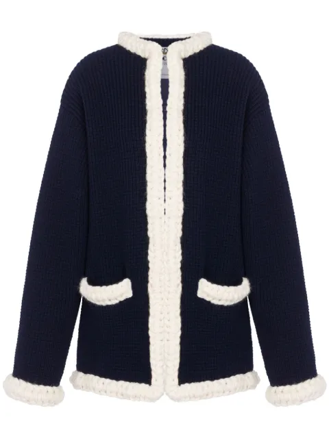 Moschino waffle knit virgin wool cardigan Blue A05805400