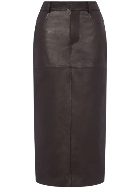 Moschino pencil leather midi skirt Brown J37075470