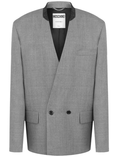 Moschino collarless double-breasted blazer Grey J05025417