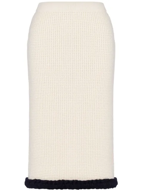Moschino waffle knit virgin wool skirt White A01885400
