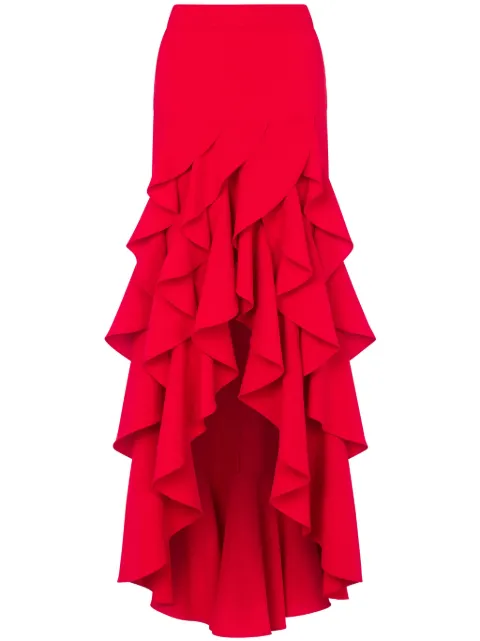 Moschino tiered asymmetric skirt Red J01045424