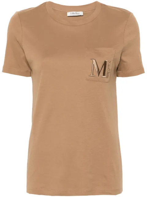 'S Max Mara embroidered-logo cotton T-shirt Brown 2429976011600